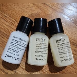 Philosophy Facial Cleanser and Exfoliating Facial Wash Bundle - 3 items 1oz ea